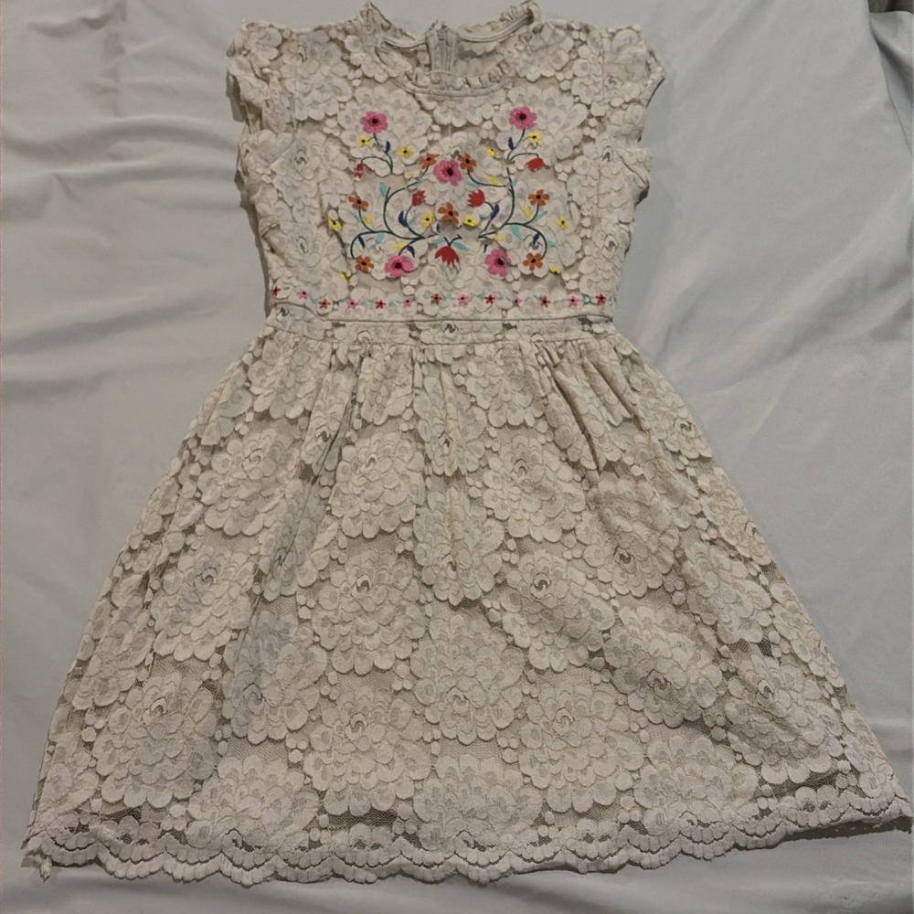 Sequin Hearts Dress Womens Junior Size 7 Lace Embroidery Short Sleeve Dress